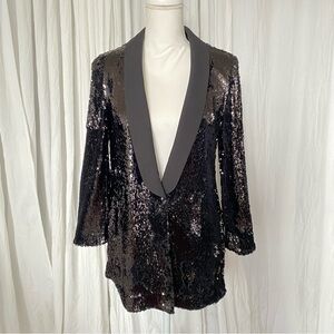 NEW Anthropologie Cartonnier Black Sequin Blazer Size XS